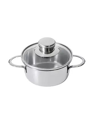 KELOMAT | MINI Bratentopf mit Glasdeckel 12 cm Edelstahl | 